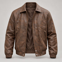 Vintage Leather-Look Bomber Jacket – Men – studio