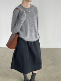 90% Wool, 5% Cashmere, 5% Silk Crew-Neck Sweater – Women – Grey – worn