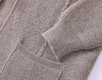 100% Wool Knit Shirt-Collar Cardigan – Men – Stone – cuff and pocket detail