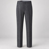 Wool-Look Straight Trousers, Stripe or Check – Men – Grey – pinstripe, front