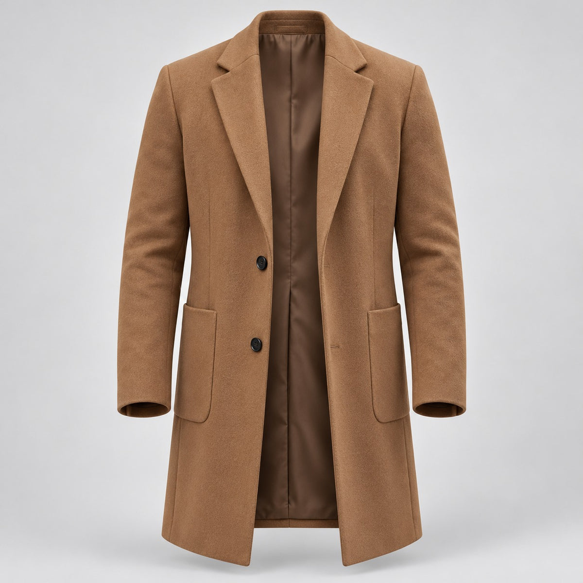 Wool Overcoat, Single-Breasted Mid-Length – Men – studio