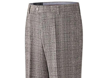 Wool-Look Straight Trousers, Stripe or Check – Men – Brown – check, front