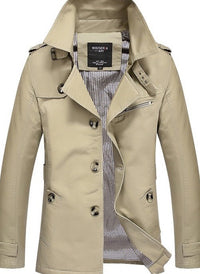95% Cotton Mid-Length Jacket – Men – Beige – front, open